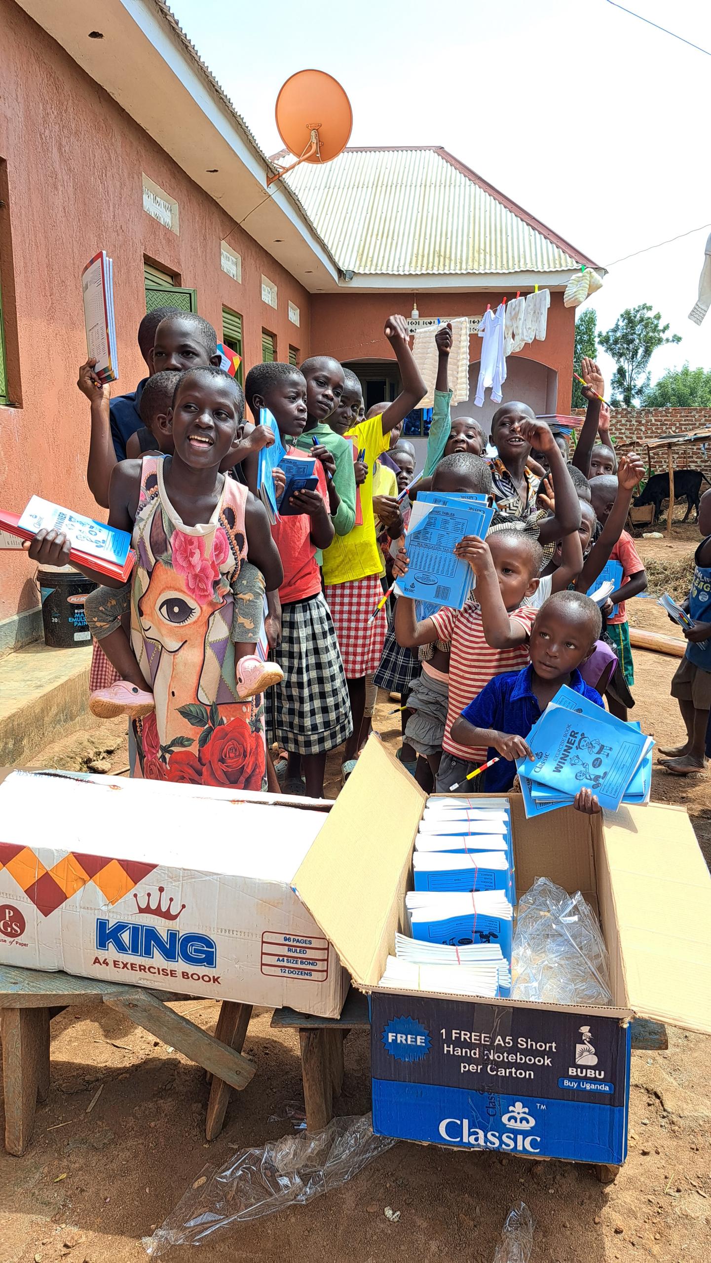 Children raising books